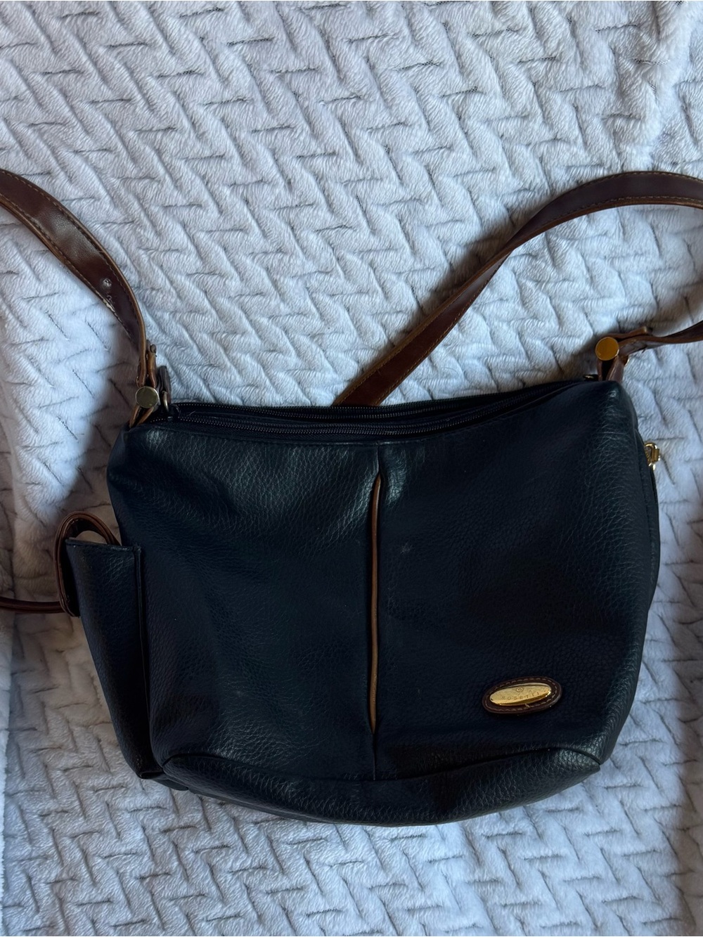 Rosetti Black Shoulder Bag with Brown Trim